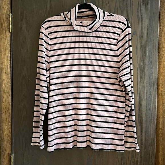 Charter Club rose with black striped long sleeved top. Size XXL - Picture 1 of 6